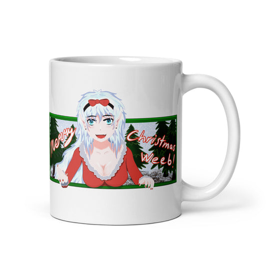 VTuber Academy Studio - Yuki Morikami Elf Girl Relative Merry Christmas White glossy mug