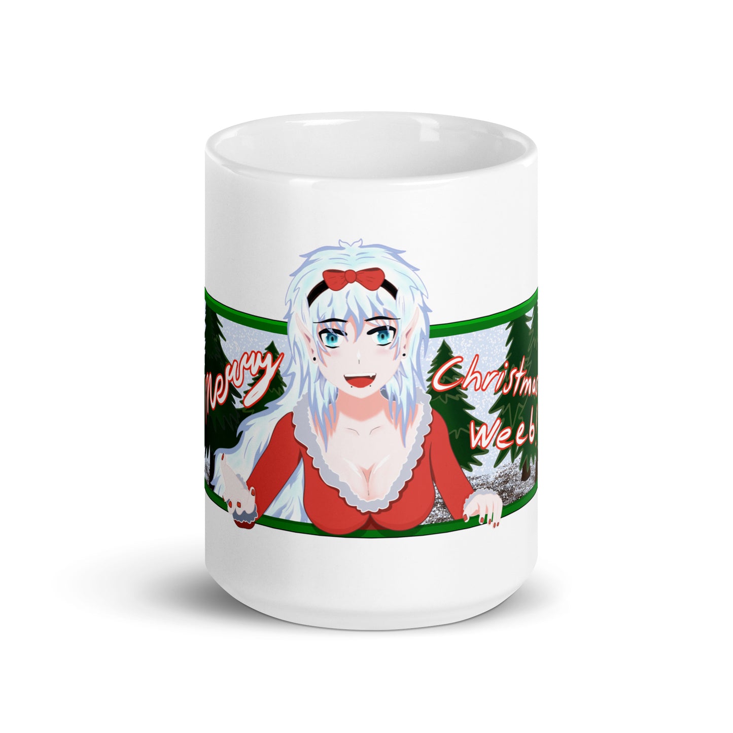 VTuber Academy Studio - Yuki Morikami Elf Girl Relative Merry Christmas White glossy mug